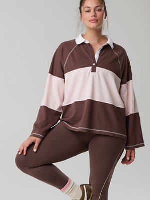 OFFLINE By Aerie Long Sleeve Pique Striped Rugby T-Shirt