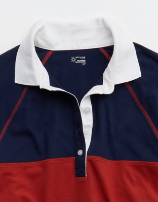 OFFLINE By Aerie Long Sleeve Pique Striped Rugby T-Shirt