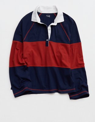 OFFLINE By Aerie Long Sleeve Pique Striped Rugby T-Shirt