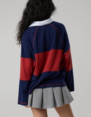 OFFLINE By Aerie Long Sleeve Pique Striped Rugby T-Shirt
