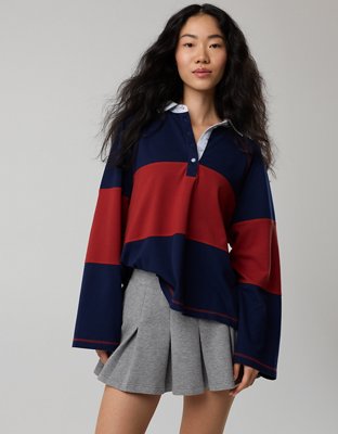 OFFLINE By Aerie Long Sleeve Pique Striped Rugby T-Shirt
