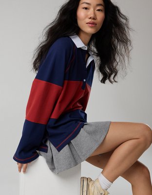 OFFLINE By Aerie Long Sleeve Pique Striped Rugby T-Shirt