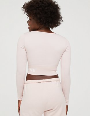 Женские футболки Aerie OFFLINE Sidewalk Seamless Ribbed Long Sleeve Cropped T-Shirt — фото 2