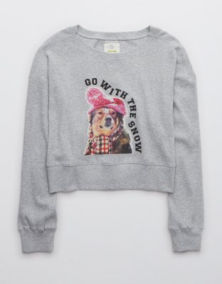 Женские футболки Aerie OFFLINE Way Back Waffle Long Sleeve Crewneck T-Shirt — фото 4