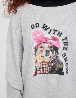 Женские футболки Aerie OFFLINE Way Back Waffle Long Sleeve Crewneck T-Shirt — фото 6