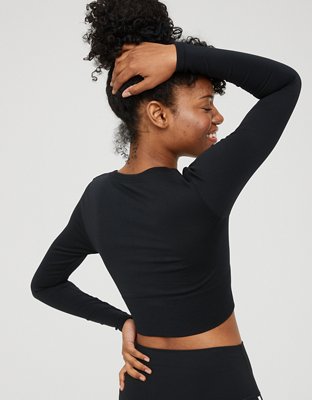 OFFLINE By Aerie Sidewalk Seamless Long Sleeve Cropped TShirt