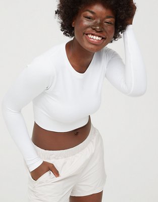 OFFLINE By Aerie Sidewalk Seamless Long Sleeve Cropped T-Shirt