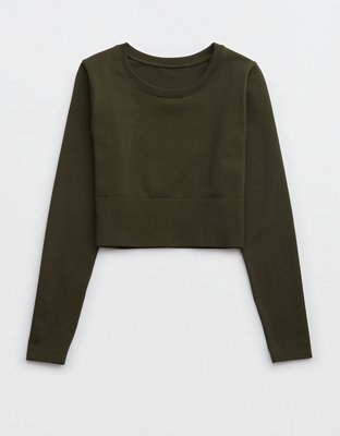 OFFLINE By Aerie Sidewalk Seamless Long Sleeve Cropped T-Shirt