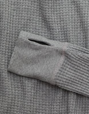 OFFLINE By Aerie Wow! Waffle Long Sleeve Off The Shoulder T-Shirt