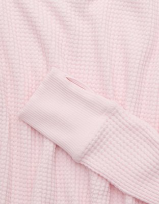 OFFLINE By Aerie Wow! Waffle Long Sleeve Off The Shoulder T-Shirt
