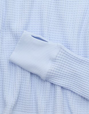 OFFLINE By Aerie Wow! Waffle Long Sleeve Off The Shoulder T-Shirt