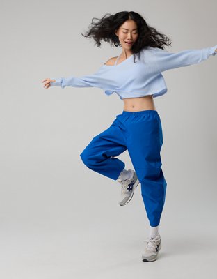 OFFLINE By Aerie Wow! Waffle Long Sleeve Off The Shoulder T-Shirt