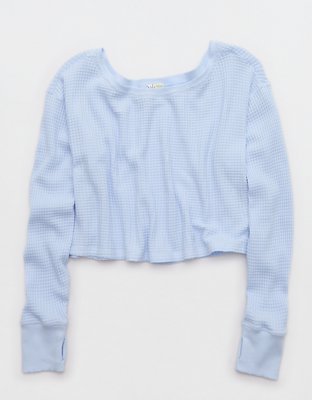 OFFLINE By Aerie Wow! Waffle Long Sleeve Off The Shoulder T-Shirt