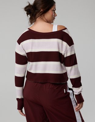 OFFLINE By Aerie Wow! Waffle Long Sleeve Off The Shoulder T-Shirt