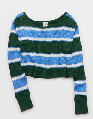 OFFLINE By Aerie Wow! Waffle Long Sleeve Off The Shoulder T-Shirt