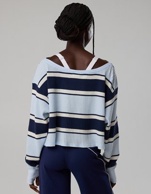 OFFLINE By Aerie Wow! Waffle Long Sleeve Off The Shoulder T-Shirt