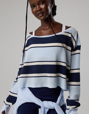 OFFLINE By Aerie Wow! Waffle Long Sleeve Off The Shoulder T-Shirt
