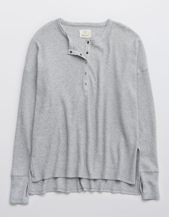 OFFLINE By Aerie Way Back Waffle Henley Long Sleeve T-Shirt