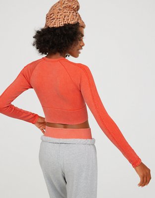 OFFLINE By Aerie Big Chill Seamless T-shirt manga larga