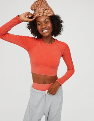 OFFLINE By Aerie Big Chill Seamless T-shirt manga larga