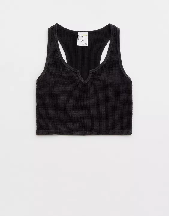 OFFLINE By Aerie WOW! Waffle Cropped Tank