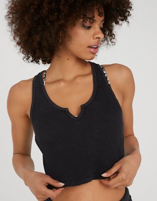 OFFLINE By Aerie WOW! Camiseta corta sin mangas con textura tipo waffle