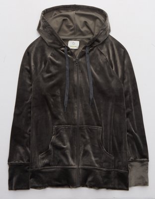 OFFLINE By Aerie After Party Velour Oversized Full Zip Hoodie