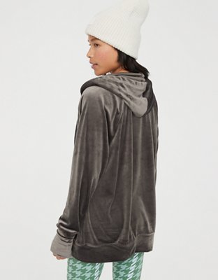 OFFLINE By Aerie After Party Velour Oversized Full Zip Hoodie