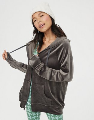 OFFLINE By Aerie After Party Velour Oversized Full Zip Hoodie