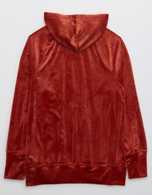 OFFLINE By Aerie After Party Hoodie extragrande de velour con cierre completo