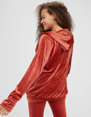 OFFLINE By Aerie After Party Hoodie extragrande de velour con cierre completo