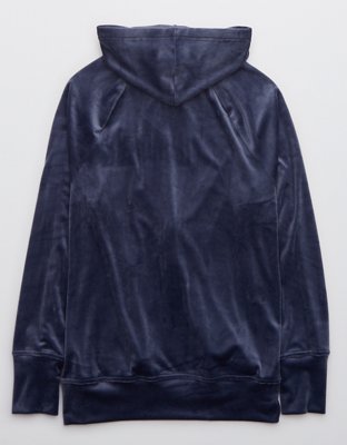 OFFLINE By Aerie After Party Hoodie extragrande de velour con cierre completo