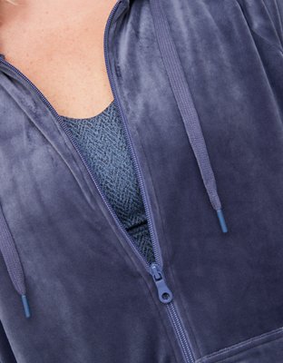 OFFLINE By Aerie After Party Hoodie extragrande de velour con cierre completo