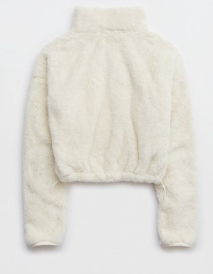 OFFLINE By Aerie Fluffy Sherpa Cropped Full Zip Sweatshirt