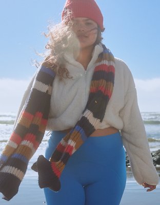 OFFLINE By Aerie Fluffy Sherpa Cropped Full Zip Sweatshirt