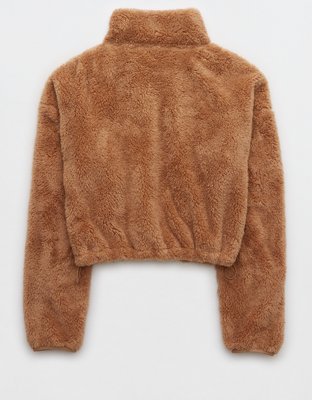 OFFLINE By Aerie Fluffy Sherpa Cropped Full Zip Sweatshirt