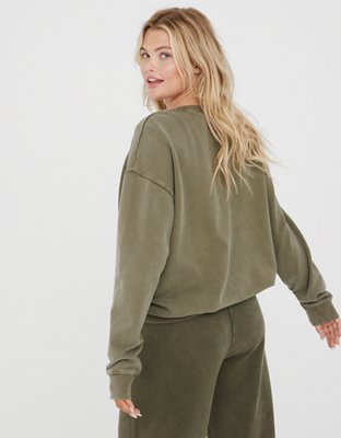 OFFLINE By Aerie Throw-Back Fleece Crew Neck Sweatshirt