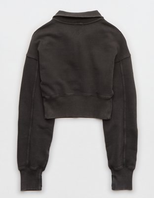 OFFLINE By Aerie Throw-Back Corset Cropped Quarter Zip