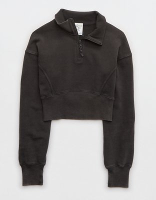 OFFLINE By Aerie Throw-Back Corset Cropped Quarter Zip