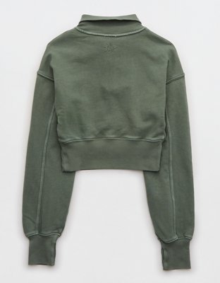 OFFLINE By Aerie Throw-Back Corset Cropped Quarter Zip