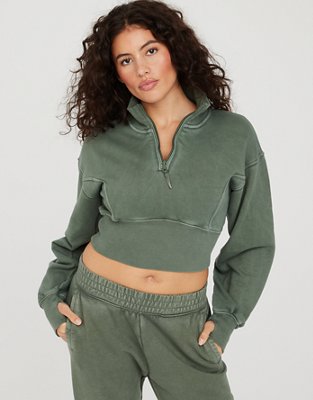 Green cheap cropped hoodie