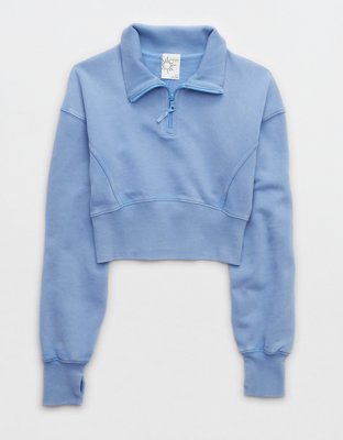 OFFLINE By Aerie Throw-Back Corset Cropped Quarter Zip