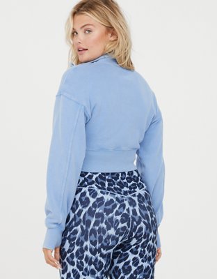 OFFLINE By Aerie Throw-Back Corset Cropped Quarter Zip