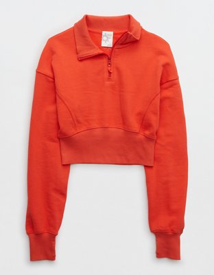 OFFLINE By Aerie Throw-Back Corset Cropped Quarter Zip