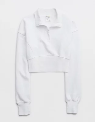 OFFLINE By Aerie Throw-Back Corset Cropped Quarter Zip