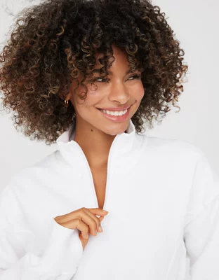 OFFLINE By Aerie ThrowBack Corset Cropped Quarter Zip