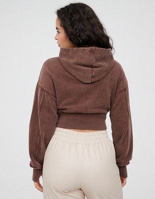 OFFLINE By Aerie Throw-Back Cropped Hoodie