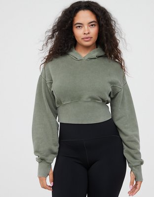 OFFLINE By Aerie Throw-Back Cropped Hoodie