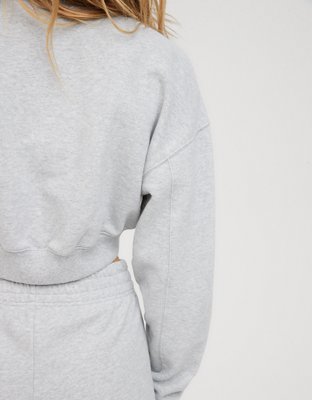 Женские худи Aerie OFFLINE By Aerie Throw-Back Cropped V Neck Sweatshirt — фото 6