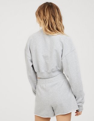 OFFLINE By Aerie Throw-Back Cropped V Neck Sweatshirt